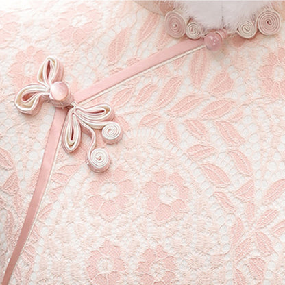 Chinese Modern Women's Qipao Dress  Furongchang 芙蓉裳 Clothing Traditional Cheongsam Winter Thicken Velvet