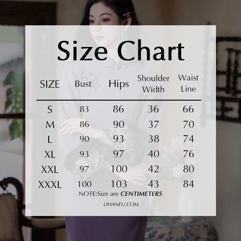 Women's Qipao Shixu 时叙 Asian Thicken Dress Chinese Modern Hanfu Clothing Velvet Cheongsam Winter