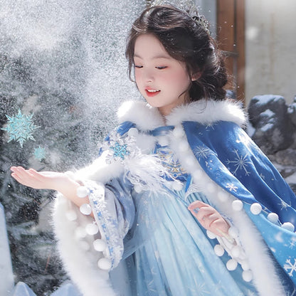 Tang Dynasty Girl Velvet Ruqun Bingmeng 冰梦 Children's Chinese Traditional Clothing Hanfu Suit