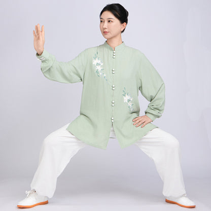 Women's Short Sleeved Huayuye 花与叶 Tai Chi Suit Clothing Summer