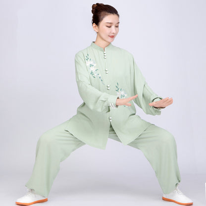 Women's Short Sleeved Huayuye 花与叶 Tai Chi Suit Clothing Summer