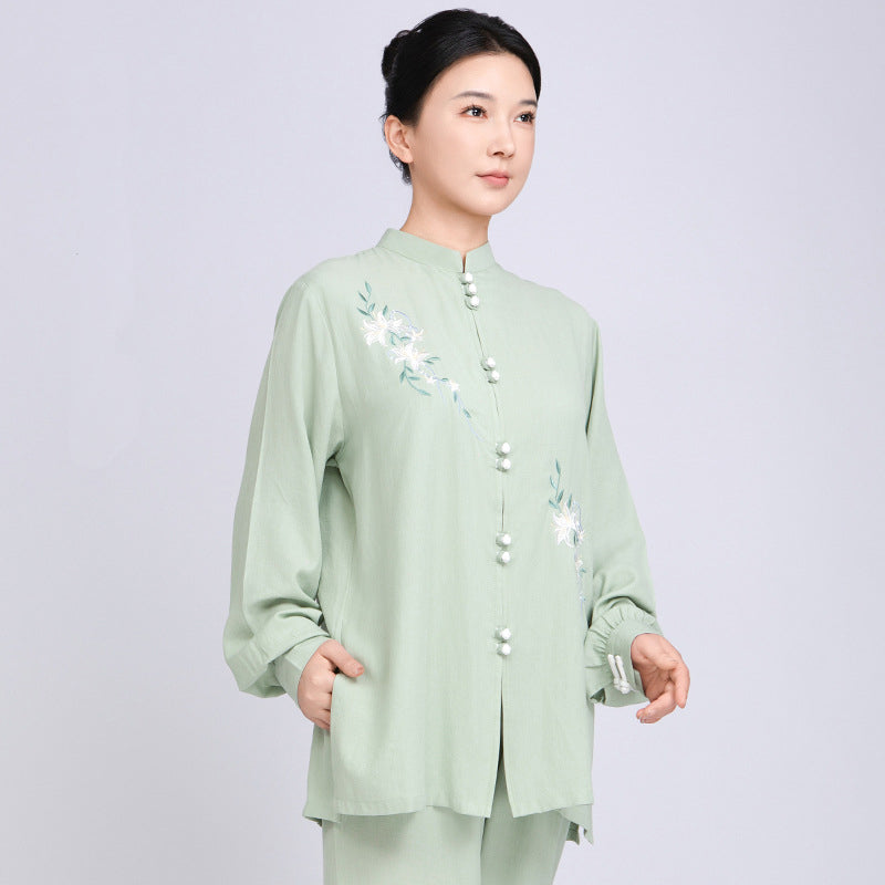 Women's Short Sleeved Huayuye 花与叶 Tai Chi Suit Clothing Summer