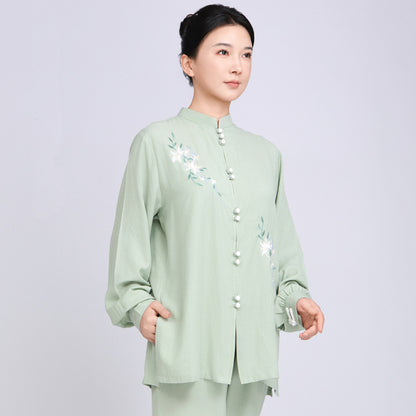 Women's Short Sleeved Huayuye 花与叶 Tai Chi Suit Clothing Summer