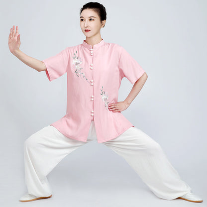 Women's Short Sleeved Huayuye 花与叶 Tai Chi Suit Clothing Summer