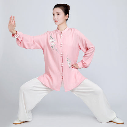Women's Short Sleeved Huayuye 花与叶 Tai Chi Suit Clothing Summer