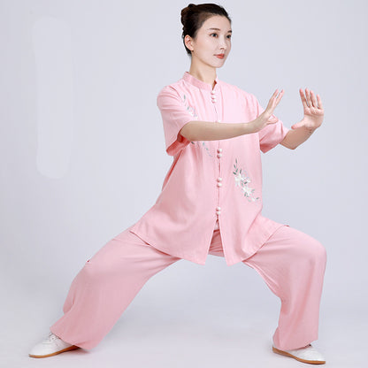Women's Short Sleeved Huayuye 花与叶 Tai Chi Suit Clothing Summer