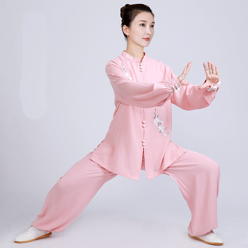 Women's Short Sleeved Huayuye 花与叶 Tai Chi Suit Clothing Summer