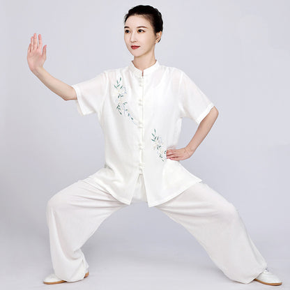 Women's Short Sleeved Huayuye 花与叶 Tai Chi Suit Clothing Summer