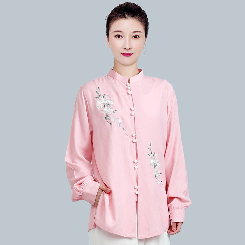 Women's Short Sleeved Huayuye 花与叶 Tai Chi Suit Clothing Summer