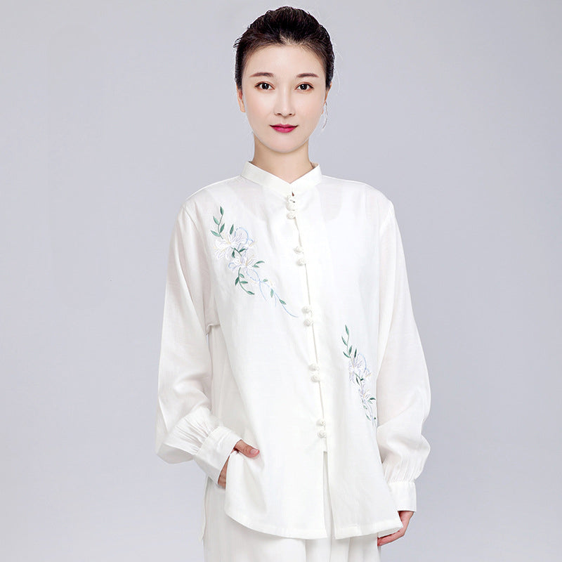 Women's Short Sleeved Huayuye 花与叶 Tai Chi Suit Clothing Summer