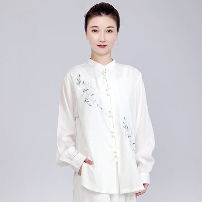 Women's Short Sleeved Huayuye 花与叶 Tai Chi Suit Clothing Summer