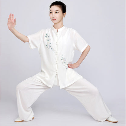 Women's Short Sleeved Huayuye 花与叶 Tai Chi Suit Clothing Summer