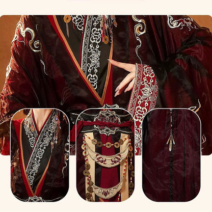 Warring States Women's Dress  Honglianyehuo 红莲业火 Traditional Chinese Hanfu Clothing Spring Autumn