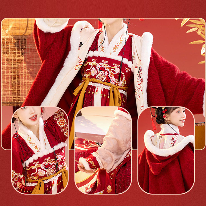 Tang Dynasty Lunar Chinese New Year Clothes  Cai 财 Women's Hanfu Traditional Dress Winter