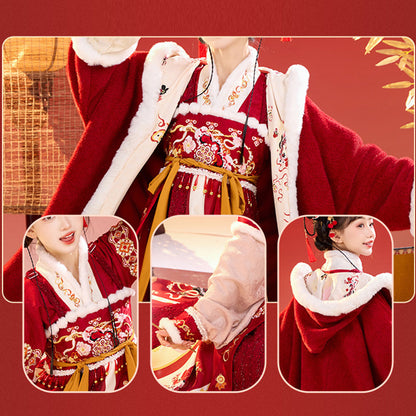 Tang Dynasty Lunar Chinese New Year Clothes  Cai 财 Women's Hanfu Traditional Dress Winter