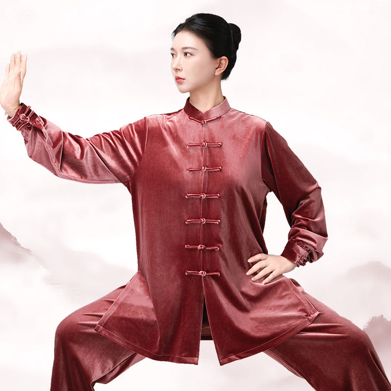 Thickened Tai Chi Quan Velvet Penglai 蓬莱 Clothing  Gender Neutral Chinese Kungfu Traditional Hanfu Autumn Winter