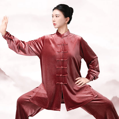 Thickened Tai Chi Quan Velvet Penglai 蓬莱 Clothing  Gender Neutral Chinese Kungfu Traditional Hanfu Autumn Winter