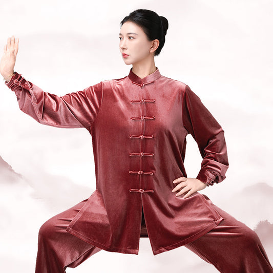 Thickened Tai Chi Quan Velvet Penglai 蓬莱 Clothing  Gender Neutral Chinese Kungfu Traditional Hanfu Autumn Winter