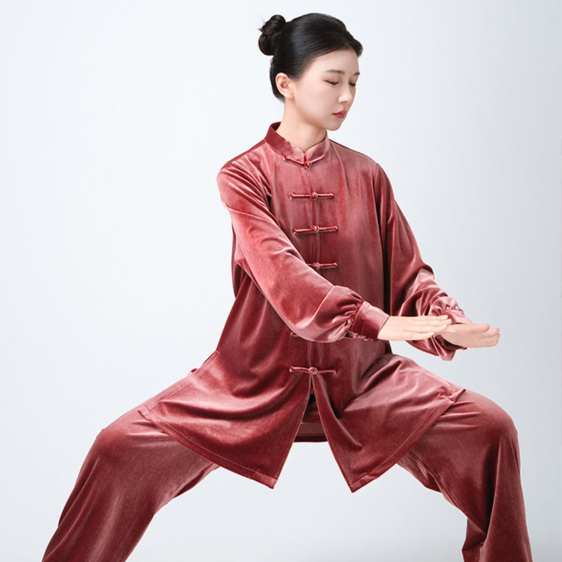 Thickened Tai Chi Quan Velvet Penglai 蓬莱 Clothing  Gender Neutral Chinese Kungfu Traditional Hanfu Autumn Winter