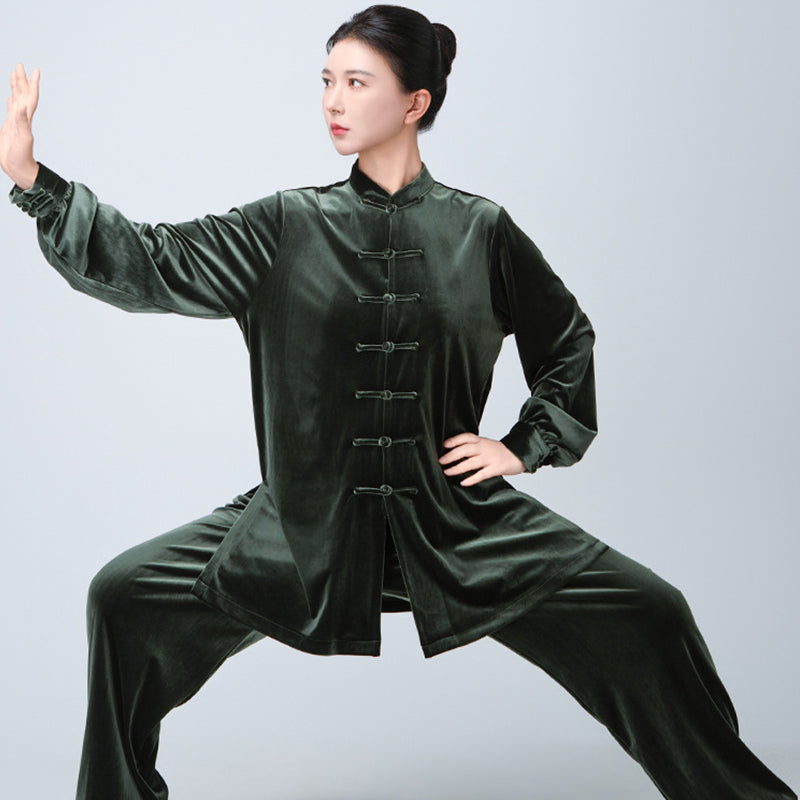 Thickened Tai Chi Quan Velvet Penglai 蓬莱 Clothing  Gender Neutral Chinese Kungfu Traditional Hanfu Autumn Winter