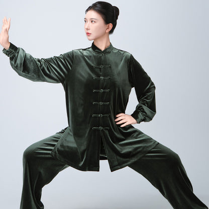 Thickened Tai Chi Quan Velvet Penglai 蓬莱 Clothing  Gender Neutral Chinese Kungfu Traditional Hanfu Autumn Winter