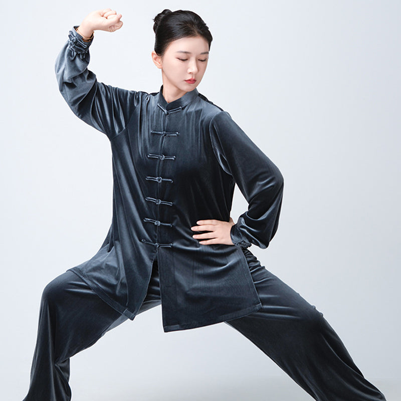 Thickened Tai Chi Quan Velvet Penglai 蓬莱 Clothing  Gender Neutral Chinese Kungfu Traditional Hanfu Autumn Winter