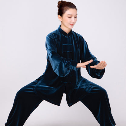 Thickened Tai Chi Quan Velvet Penglai 蓬莱 Clothing  Gender Neutral Chinese Kungfu Traditional Hanfu Autumn Winter