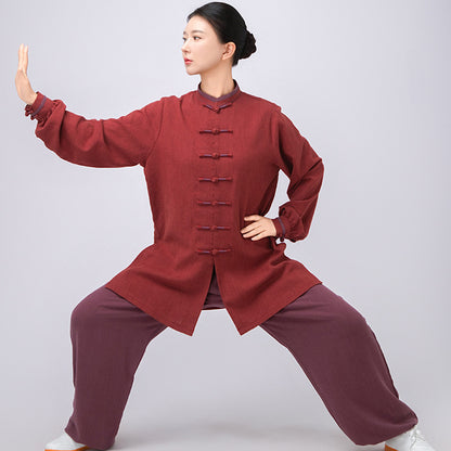 Thickened Tai Chi Quan Clothing Nanhua 南华 Gender Neutral Chinese Kungfu Traditional Linen Hanfu Autumn Winter