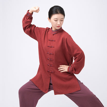 Thickened Tai Chi Quan Clothing Nanhua 南华 Gender Neutral Chinese Kungfu Traditional Linen Hanfu Autumn Winter