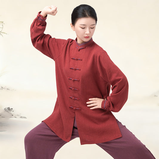Thickened Tai Chi Quan Clothing Nanhua 南华 Gender Neutral Chinese Kungfu Traditional Linen Hanfu Autumn Winter