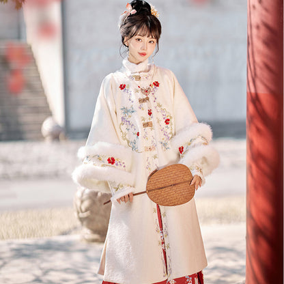 Ming Dynasty Dress Women's Mamian Skirt Xuyun 絮纭 Thicken Chinese Style Lunar New Year Clothes Winter