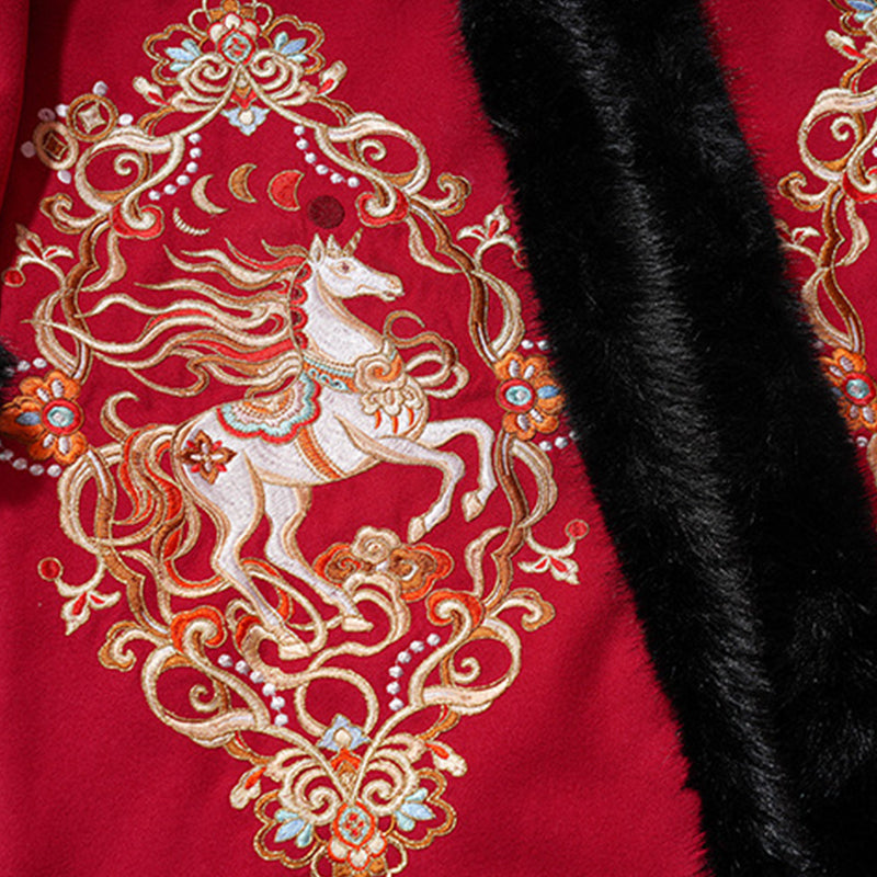 Tang Dynasty Dress Women's Robe Chisui 驰岁 Chinese Style Velvet Lunar New Year Clothing Winter