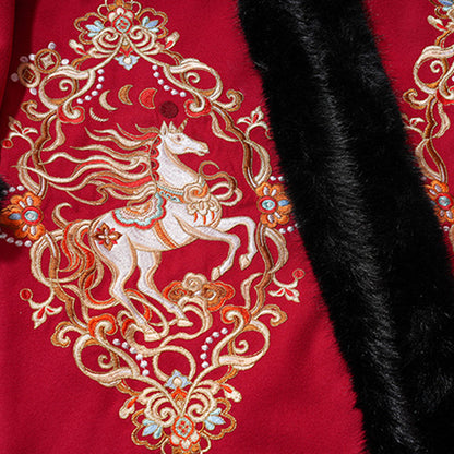 Tang Dynasty Dress Women's Robe Chisui 驰岁 Chinese Style Velvet Lunar New Year Clothing Winter