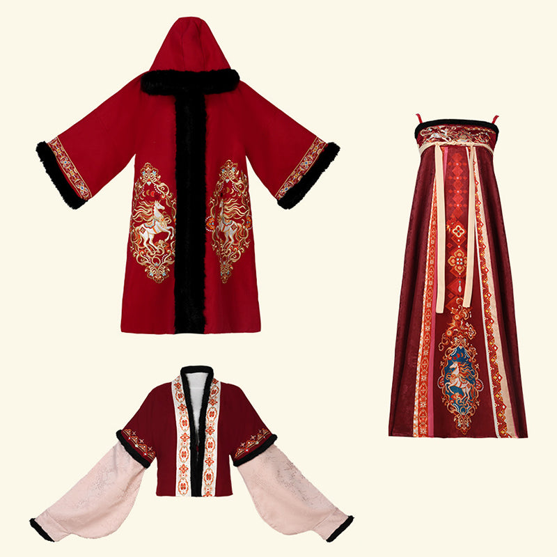 Tang Dynasty Dress Women's Robe Chisui 驰岁 Chinese Style Velvet Lunar New Year Clothing Winter