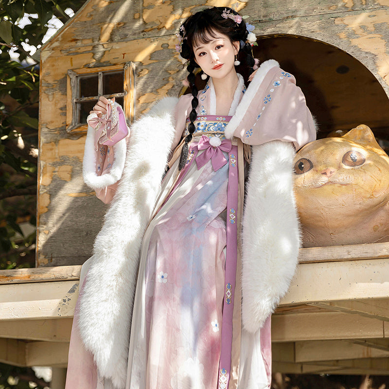 Tang Dynasty Dress Women's Robe Bingtang 冰糖 Chinese Ancient Traditional Style Velvet Clothing Winter