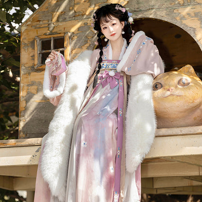 Tang Dynasty Dress Women's Robe Bingtang 冰糖 Chinese Ancient Traditional Style Velvet Clothing Winter