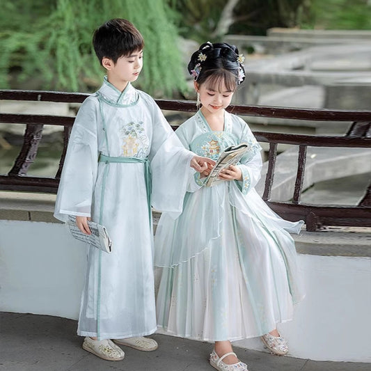 Children's Traditional Scholar  Suit Zhuting 竹亭 Hanfu Spring Summer Autumn