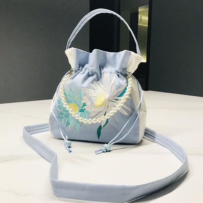 Chinese Style Drawstring Handbag Pearl Embroidery Bags Nang 囊
