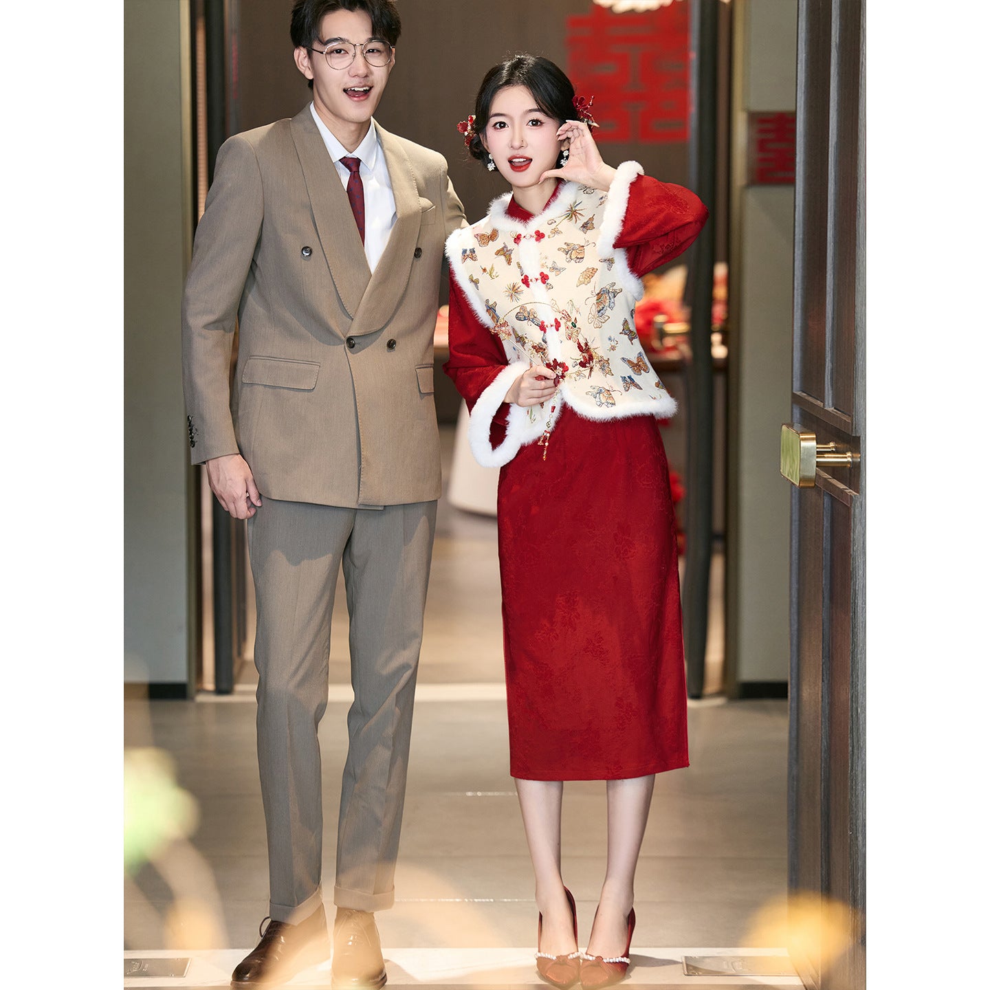 Wedding Qipao Chinese Clothes Hongyan 红颜 Women's Modern Gown Tea Ceremony Dress Hanfu Cheongsam