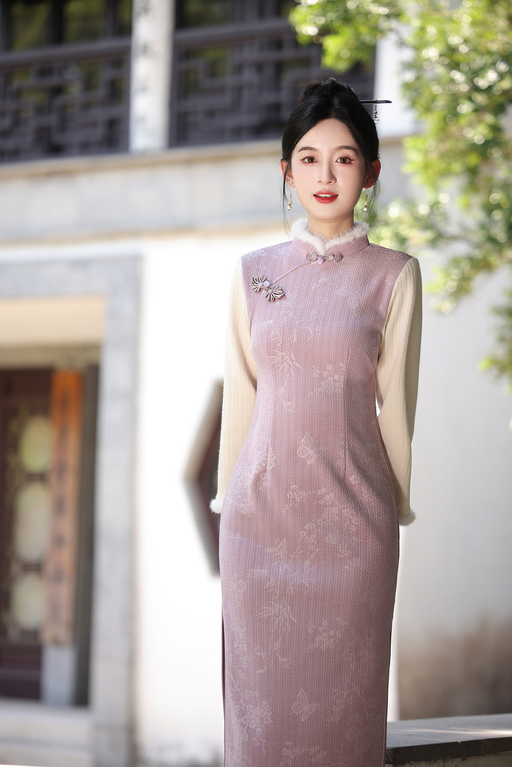 Women's Qipao Dongyun 冬韵 Asian Thicken Dress Chinese Modern Hanfu Clothing Velvet Cheongsam Winter