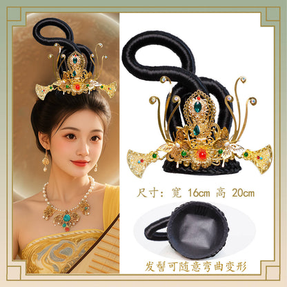 Traditional Chinese Hairstyle Wig Xiyu 西域 Hanfu Historical Royal Hairpieces