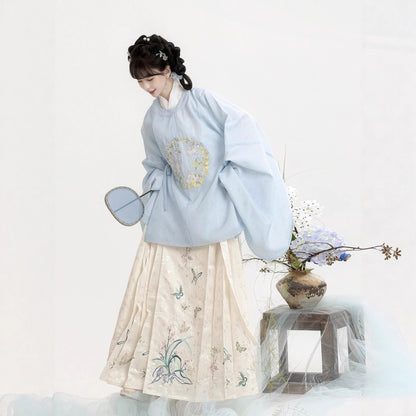 Ming Dynasty Mamian Clothing Yuemian 月眠 Women's Chinese Traditional Hanfu Autumn Spring