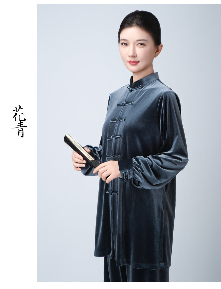 Thickened Tai Chi Quan Velvet Penglai 蓬莱 Clothing  Gender Neutral Chinese Kungfu Traditional Hanfu Autumn Winter
