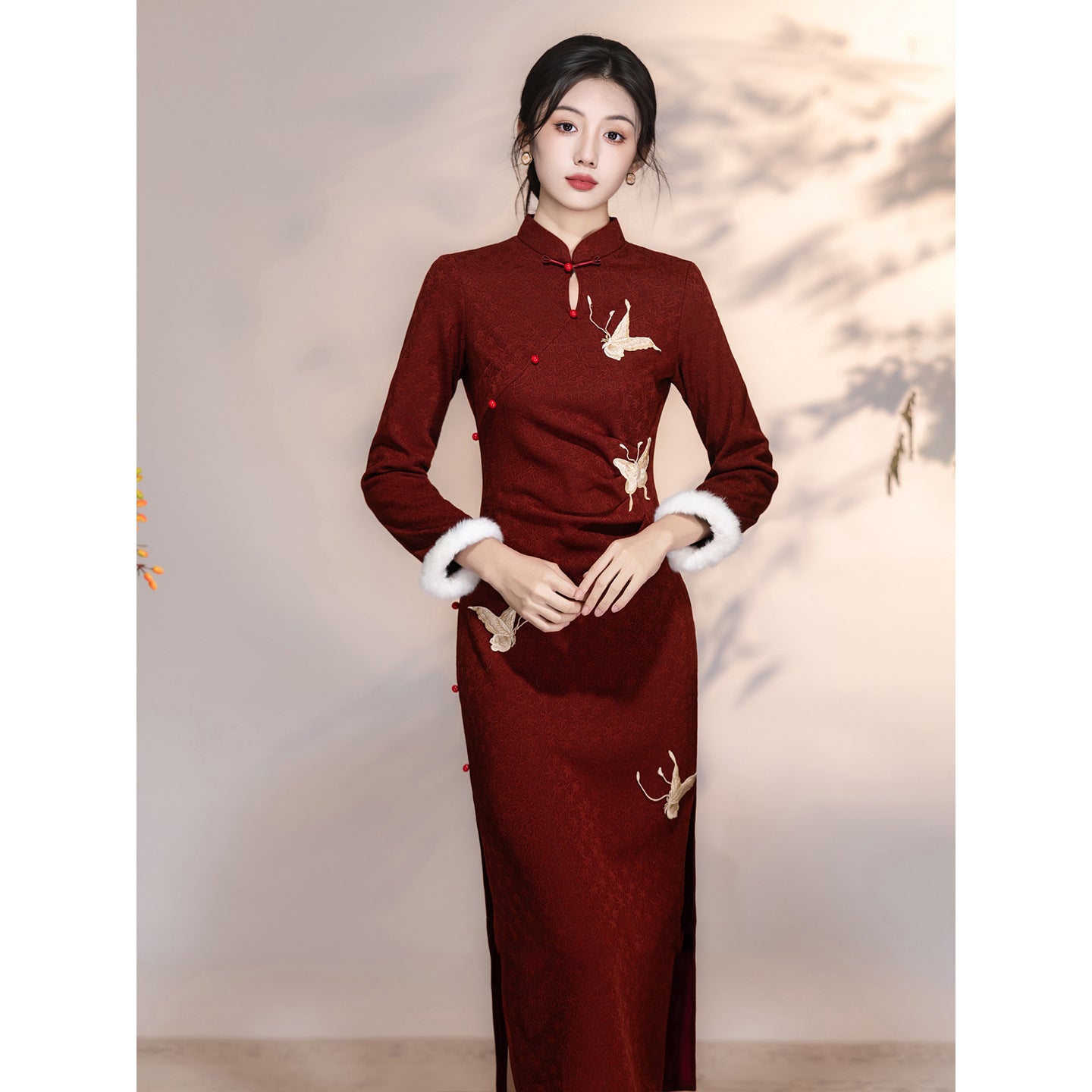Women's Qipao Suiye 岁月 Asian Thicken Dress Chinese Modern Hanfu Clothing Velvet Cheongsam Winter