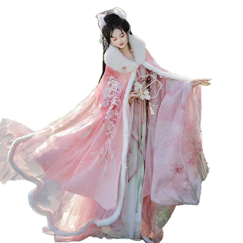 Weijin Dynasty Clothing Meiyingchunxue 梅映春雪 Women's Chinese Traditional Thicken Velvet Hanfu Autumn Winter