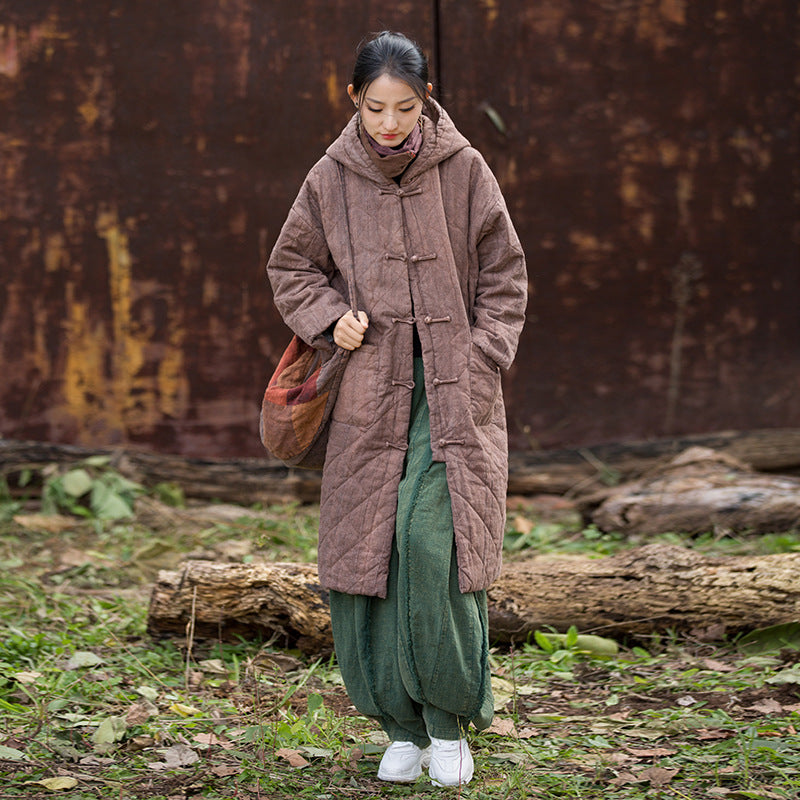 Linen Ticken Coat  Shudan "疏淡" Han Element Clothing Women's Modern Hanfu Winter Autumn