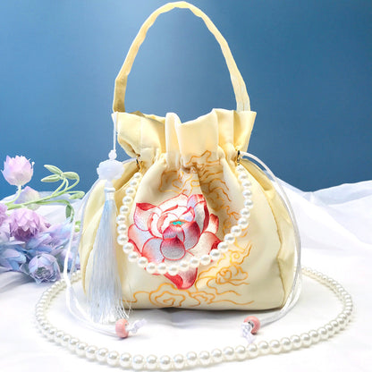Chinese Style Drawstring Handbag Pearl Embroidery Bags Nang 囊