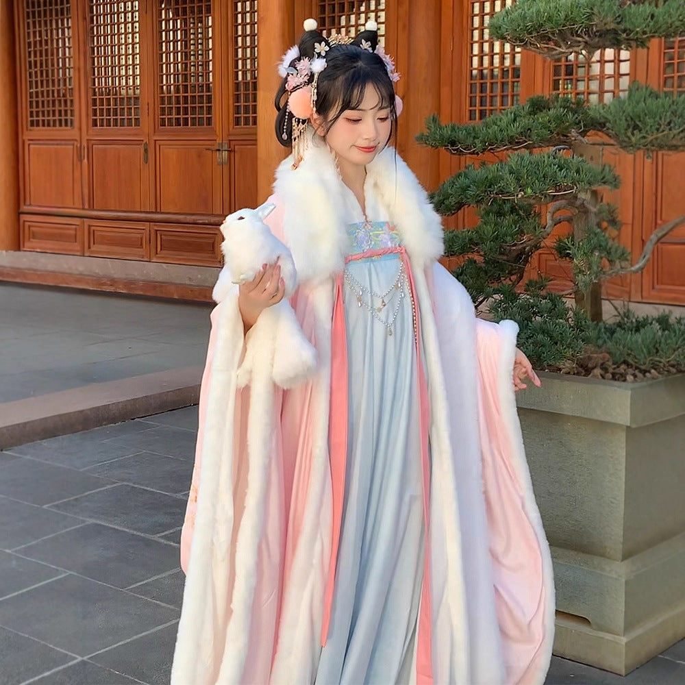 TANG Dynasty Clothing Yuchen 玉尘 Ruqun Women's Chinese Traditional Thicken Velvet Hanfu Autumn Winter