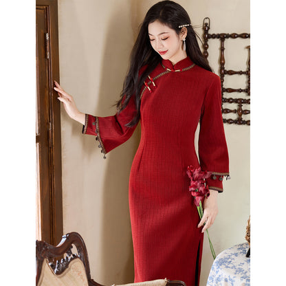 Women's Qipao Shiyu 诗语 Asian Thicken Dress Chinese Modern Hanfu Clothing Cheongsam Winter