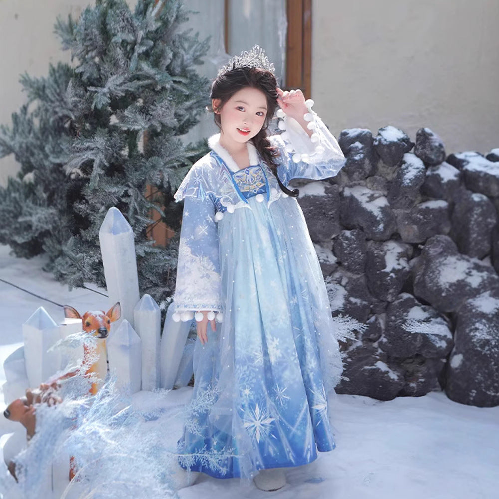 Tang Dynasty Girl Velvet Ruqun Bingmeng 冰梦 Children's Chinese Traditional Clothing Hanfu Suit